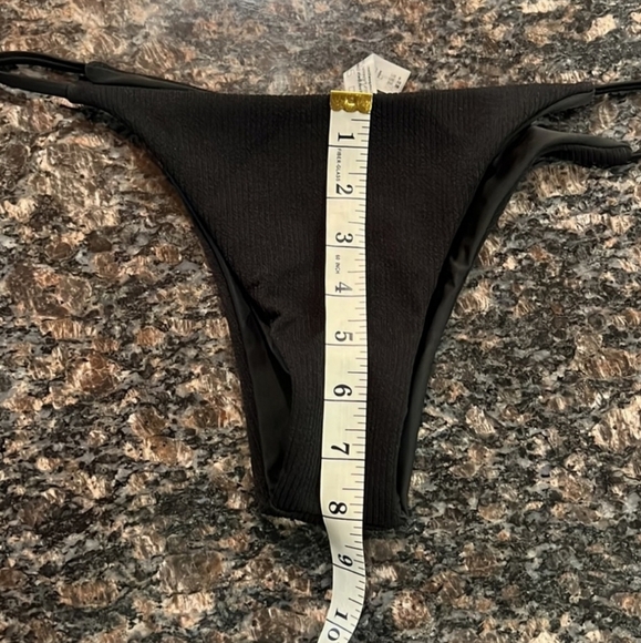 Zaful black ribbed tanga bikini bottom size 6 - Picture 7 of 8